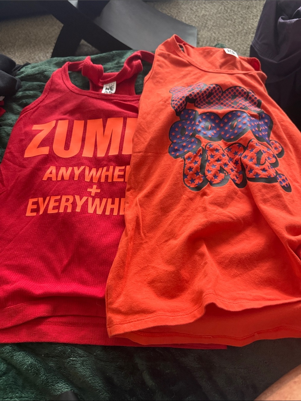 Zumba Fitness Red and Orange Kids Graphic Tank Tops